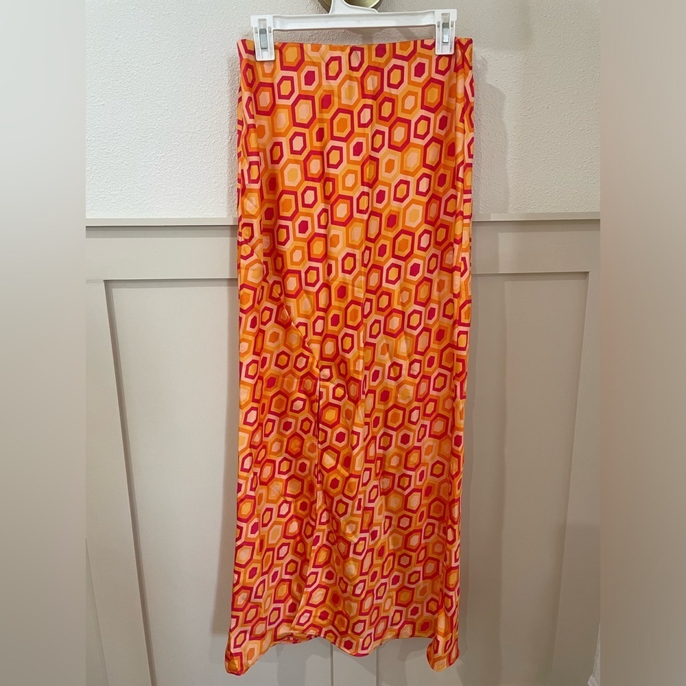 *5 for $20* Show Me Your MuMu Orange and Pink Geo Maxi Skirt